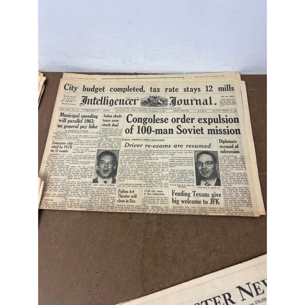 1963 Lancaster PA Newspaper Lot JFK Assassination Intelligencer Journal New Era - Picture 5 of 16